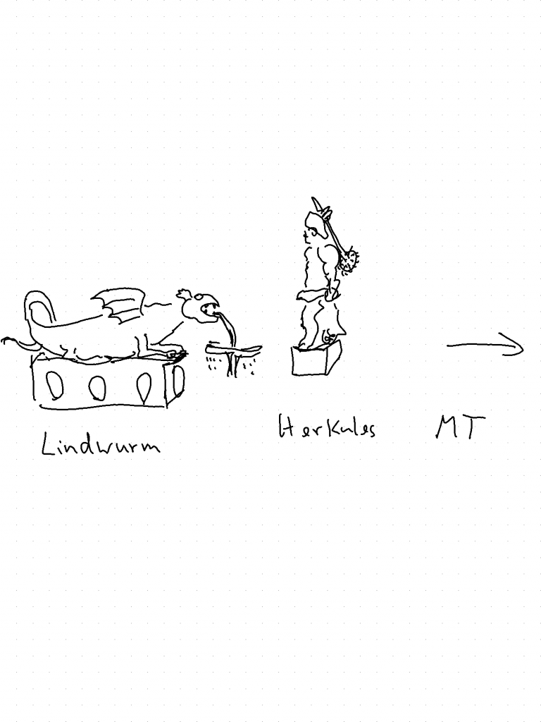 (sehr schlechte) Zeichnung des Klagenfurter Lindwurms