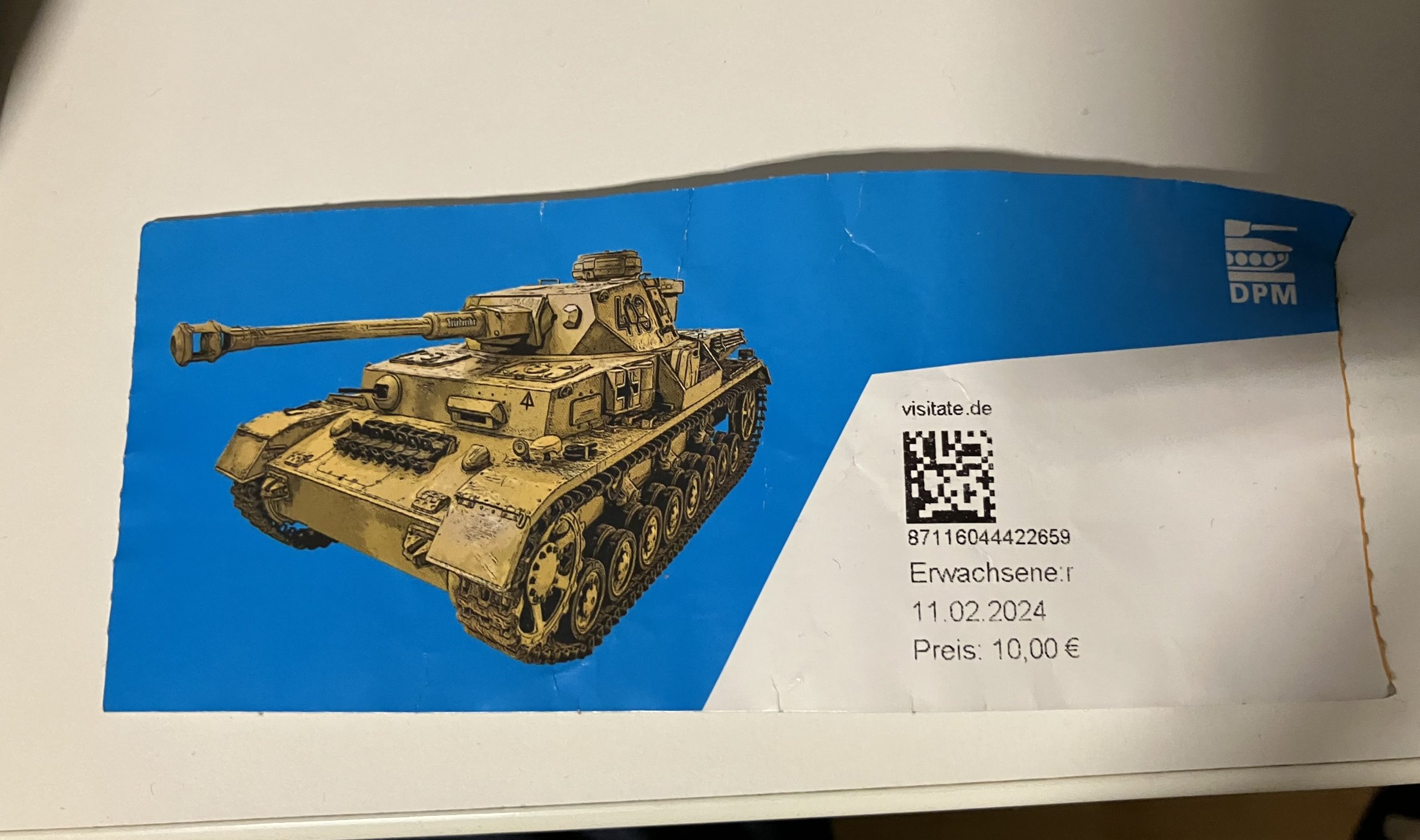 Eintrittskarte Deutsches Panzermuseum